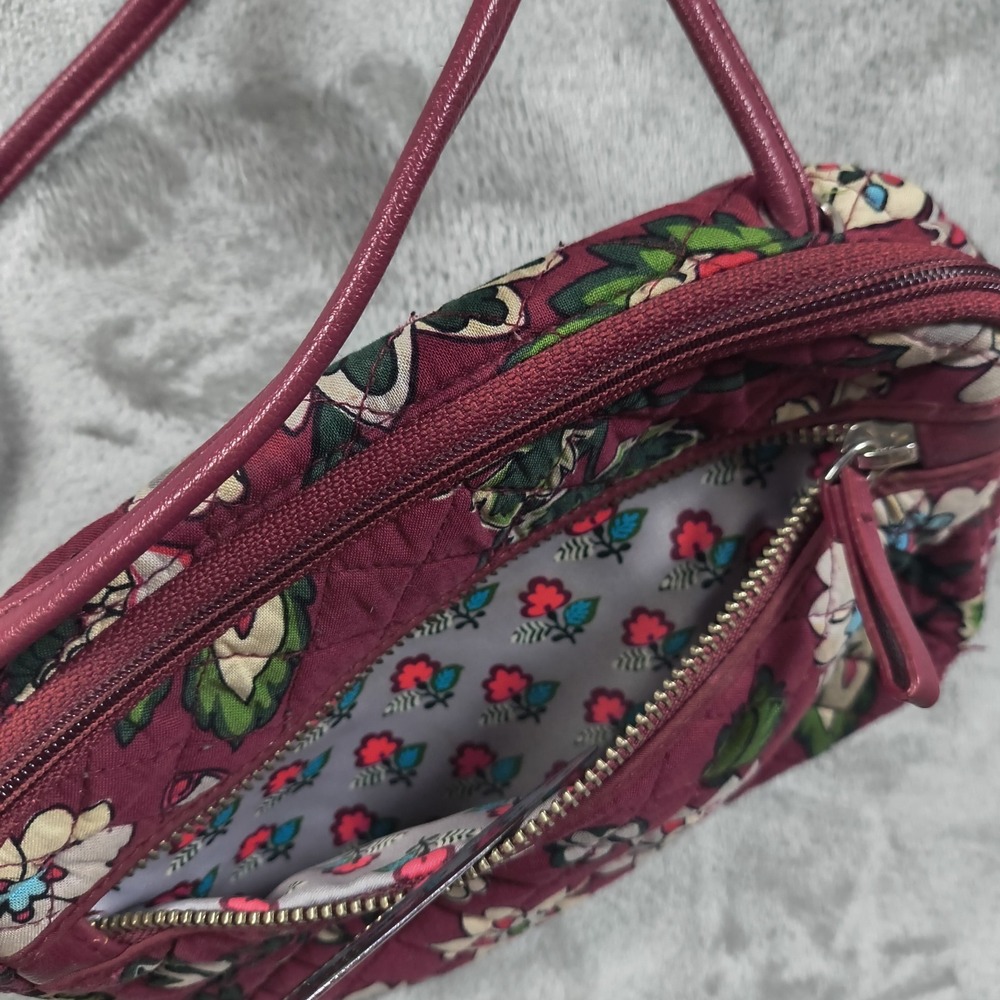 Vera Bradley Crossbody Bag Women Small Red Burgundy Floral Quilted Purse Flowers - Picture 11 of 16